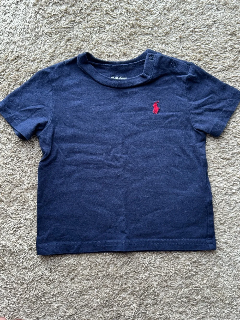 Polo Ralph Lauren Baby Navy Short Sleeve T-Shirt Red Pony Logo 9 Months